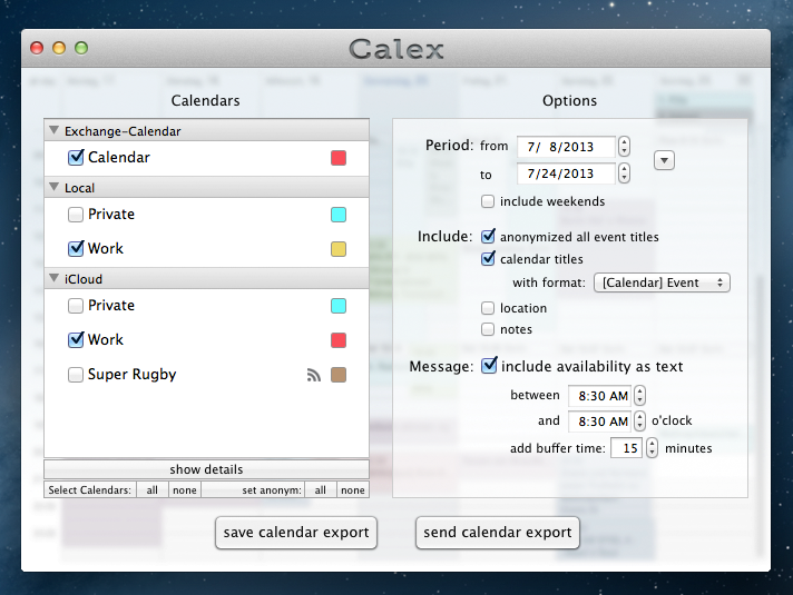 Calex Mac Screenshot